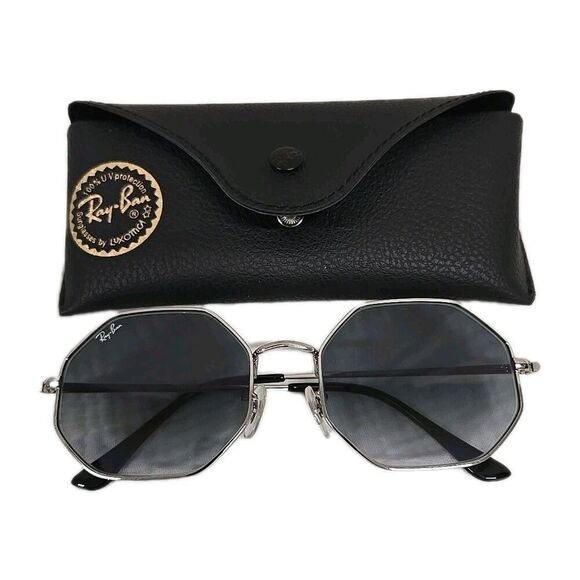 Ray Ban Sunglasses RB 1972 Octagon 9149/3F Silver Frame Clear Gradient Blue Lens